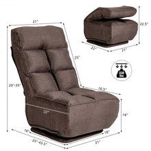 Load image into Gallery viewer, Swivel Folding Floor Gaming Chair with 6 Adjustable Positions and Metal Base-Coffee
