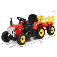 Load image into Gallery viewer, 12V Kids Ride On Tractor with Trailer Ground Loader-Red