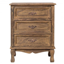 Load image into Gallery viewer, Storage Solid Wood End Nightstand w/ 3 Drawers -Coffee