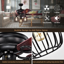 Load image into Gallery viewer, 52" Electric Ceiling Fan with 5 Blades and 3 Lights for Living Room and Bedroom