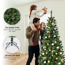 Load image into Gallery viewer, 7 ft Premium Hinged Artificial Christmas Tree with Pine Cones