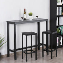 Load image into Gallery viewer, 3 Pieces Bar Table Counter Breakfast Bar Dining Table with Stools-Black