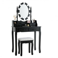 Load image into Gallery viewer, 4 Drawers Vanity Table Dressing Table with Touch Switch-Black