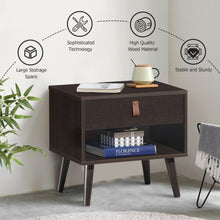 Load image into Gallery viewer, Nightstand Bedroom Table with Drawer Storage Shelf-Brown