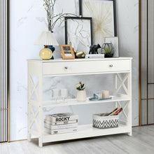 Load image into Gallery viewer, Console Accent Table with Drawer and Shelves -White