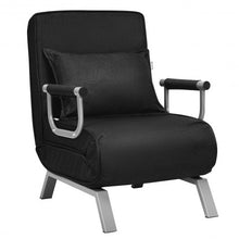 Load image into Gallery viewer, Folding 5 Position Convertible Sleeper Bed Armchair Lounge Couch w/Pillow-Black