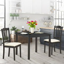 Load image into Gallery viewer, 3 Pieces Dining Set Square Table with 2 Padded Wooden Chairs