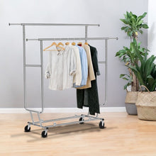 Load image into Gallery viewer, Double Commercial Collapsible Clothing Rolling Garment Rack