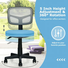 Load image into Gallery viewer, Armless Computer Chair w/Height Adjustment & Breathable Mesh- Home Office-Blue