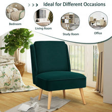 Load image into Gallery viewer, Velvet Accent Chair with Rubber Wood Legs for Living Room-Green