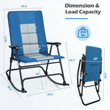 Load image into Gallery viewer, Foldable Rocking Padded Portable Camping Chair with Backrest and Armrest -Blue