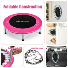 Load image into Gallery viewer, 38" Mini Folding Trampoline Portable Leisure Fitness Backboard-Pink
