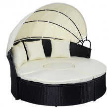 Load image into Gallery viewer, 2-in-1 Outdoor Patio Rattan Round Retractable Canopy Daybed