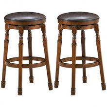 Load image into Gallery viewer, Set of 2 29" Swivel Leather Padded Dining Bar Stool