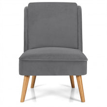 Load image into Gallery viewer, Velvet Accent Chair with Rubber Wood Legs for Living Room-Gray