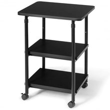 Load image into Gallery viewer, 3-tier Adjustable Printer Stand with 360? Swivel Casters-Black