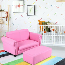 Load image into Gallery viewer, Soft Kids Double Sofa with Ottoman-Pink