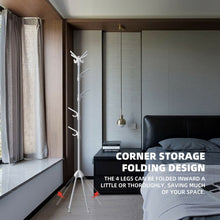 Load image into Gallery viewer, Stand Hat Coat Metal Rack with Folding Base-White