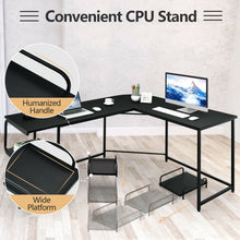 Load image into Gallery viewer, Reversible L-Shaped Computer Study Table with Shelves-Black