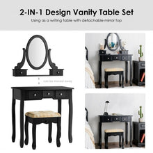 Load image into Gallery viewer, Vanity Make Up Table Set Dressing Table Set with 5 Drawers-Black