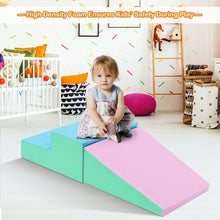 Load image into Gallery viewer, 2 Pcs Soft Foam Indoor Toddler Climb Slide Activity Play Set -Pink