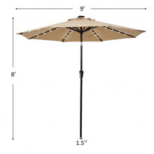 Load image into Gallery viewer, 9 Ft and 32 LED Lighted Solar Patio Market Umbrella Shelter with Tilt and Crank-Beige