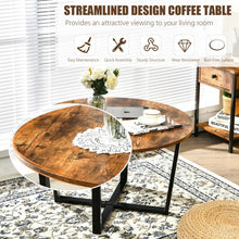 Load image into Gallery viewer, Round Industrial Style Cocktail Side Coffee Table With Metal Frame-Brown