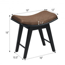 Load image into Gallery viewer, Modern Dressing Makeup Stool with Concave Seat Rubberwood Legs-Black