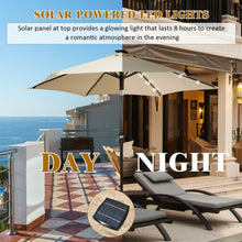 Load image into Gallery viewer, 9' Solar LED Lighted Patio Market Umbrella Tilt Adjustment Crank Lift -Beige