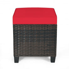 Load image into Gallery viewer, 2Pcs Patio Rattan Ottoman Cushioned Seat-Red