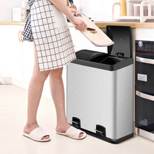 Load image into Gallery viewer, 16 Gallon Dual Step Stainless Steel Double Bucket Trash Can
