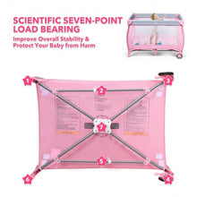 Load image into Gallery viewer, Portable Foldable Baby Playard Nursery Center with Changing Station-Pink