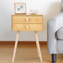 Load image into Gallery viewer, Mid Century Modern 2 Drawers Nightstand in Natural