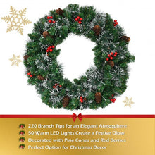 Load image into Gallery viewer, 24" Pre-lit Christmas Spruce Wreath with 8 Flash Modes