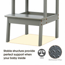 Load image into Gallery viewer, Wooden Kids Kitchen Learning Toddler Tower w/ Safety Rail-Gray