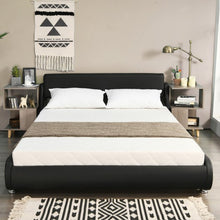 Load image into Gallery viewer, Full Size Faux Leather Upholstered Platform Bed Adjustable Headboard-Black