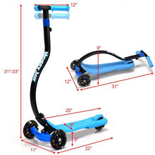 Load image into Gallery viewer, Folding Kids C Shape Anti-Collision Adjustable Kick Scooter -Blue