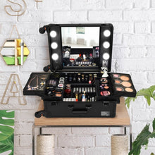 Load image into Gallery viewer, Studio Artist Train Rolling Makeup Case Light Wheeled Organizer-Black