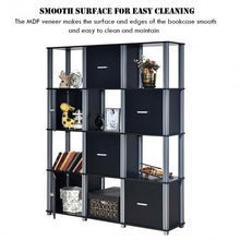 Load image into Gallery viewer, 4-Tier Storage Shelf Display Bookcase with 6 Doors-Black