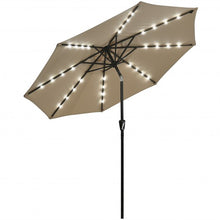 Load image into Gallery viewer, 9 Ft and 32 LED Lighted Solar Patio Market Umbrella Shelter with Tilt and Crank-Tan