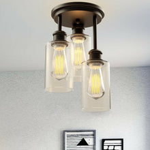 Load image into Gallery viewer, 3-Light Semi Flush Mount Ceiling with Black Finish