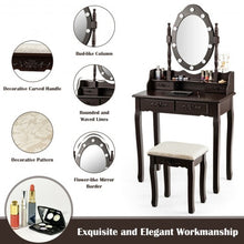 Load image into Gallery viewer, Makeup Vanity Dressing Table Set with Dimmable Bulbs Cushioned Stool-Coffee