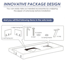 Load image into Gallery viewer, Convertible Futon Sofa Bed Folding Recliner with USB Ports and Power Strip-Blue