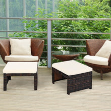 Load image into Gallery viewer, 2 Pieces Cushioned Patio Rattan Ottoman Foot Rest-White