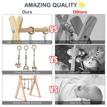 Load image into Gallery viewer, 3 Wooden Baby Teething Toys Hanging Bar-Natural