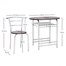 Load image into Gallery viewer, 3 Pcs Home Bistro Table and 2 Chairs Dining Set-Coffee