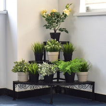 Load image into Gallery viewer, 3-Tier Corner Metal Flower Ladder Plant Stand