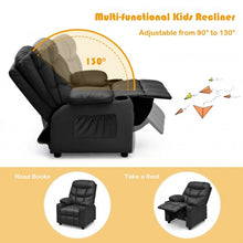 Load image into Gallery viewer, PU Leather Kids Recliner Chair with Cup Holders and Side Pockets-Black