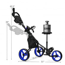 Load image into Gallery viewer, 3 Wheels Folding Golf Push Cart with Seat Scoreboard and Adjustable Handle-Blue