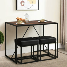 Load image into Gallery viewer, 3 Pcs Dining Set Metal Frame Kitchen Table and 2 Stools-Brown